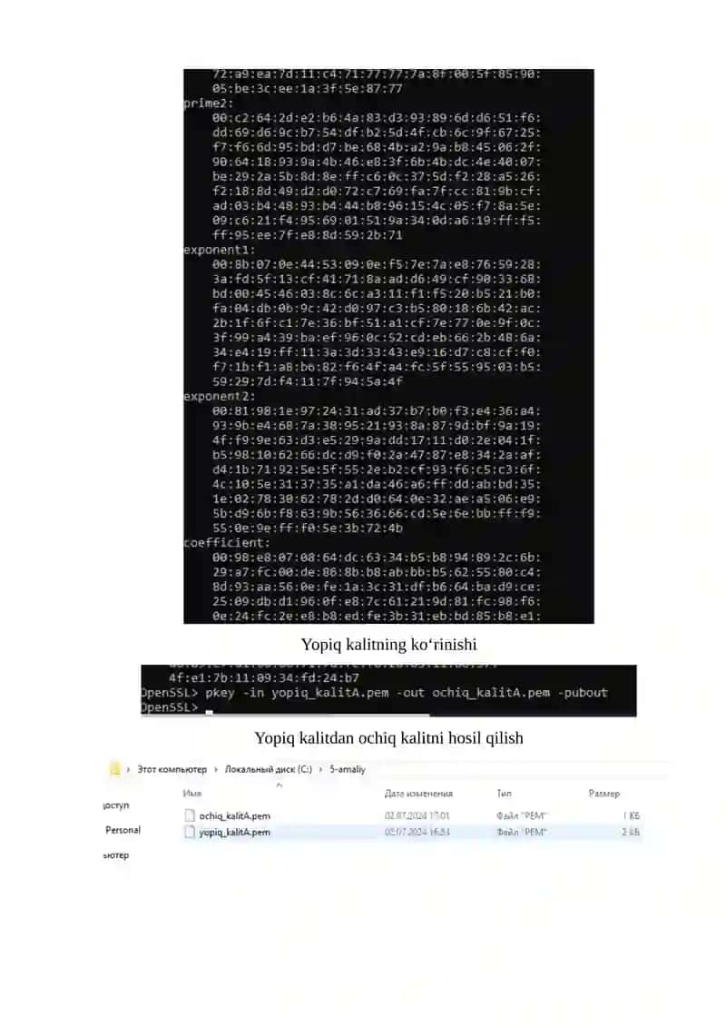 OpenSSL kutubxonasidan foydalangan holda ma’lumotlarni ochiq kalitli shifrlash algoritmlari 4