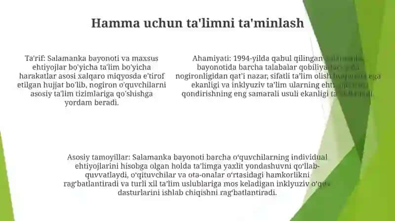 Salamanka Bayonoti Va Ish Faoliyat Rejasi. Inklyuziv TaʼLim Buyicha Xalqaro Miqiyosidagi Hujjat 4