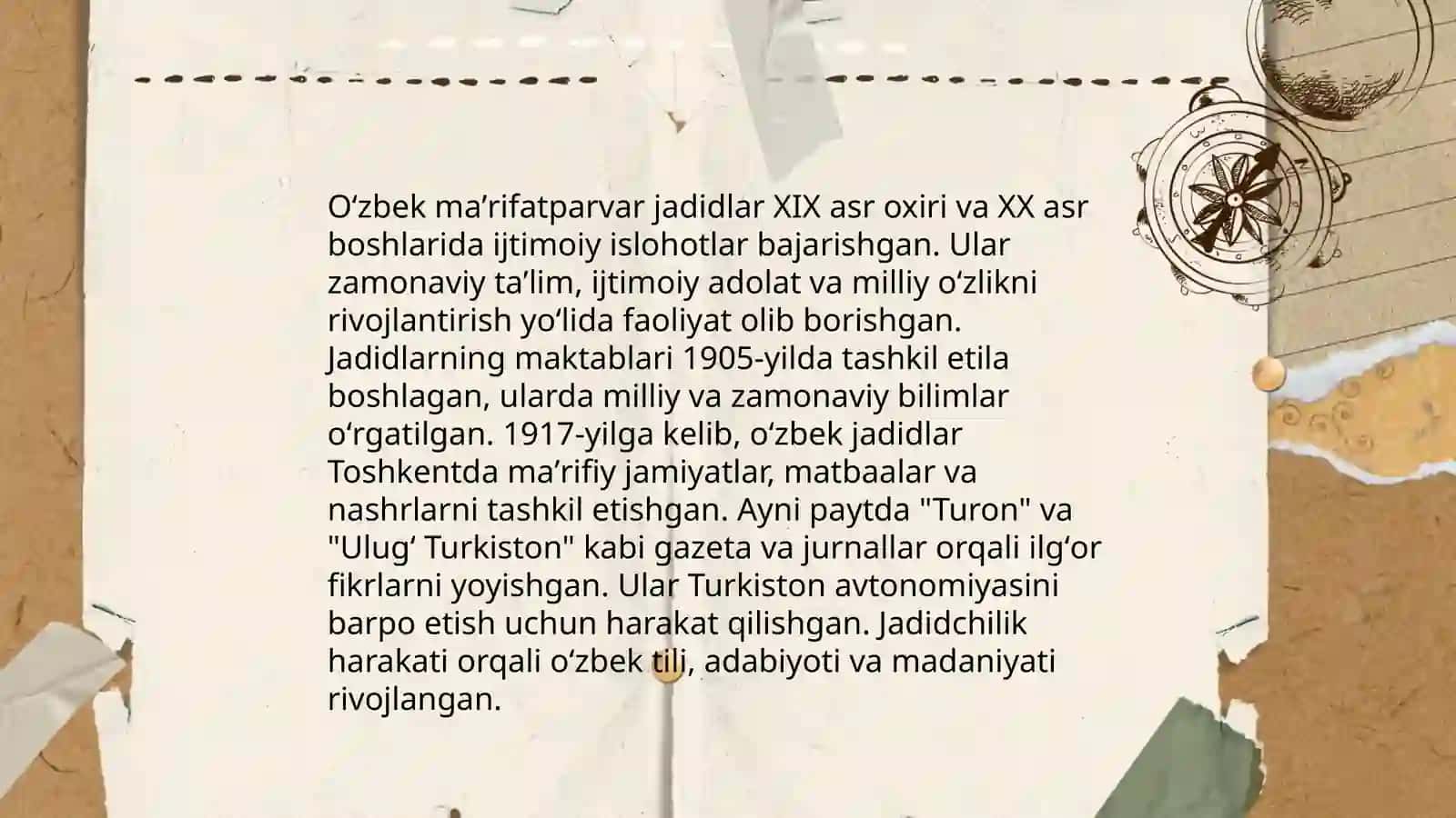 Jadid maʼrifatparvarning oʻlka ijtimoiy hayotida tutgan oʻrni 4