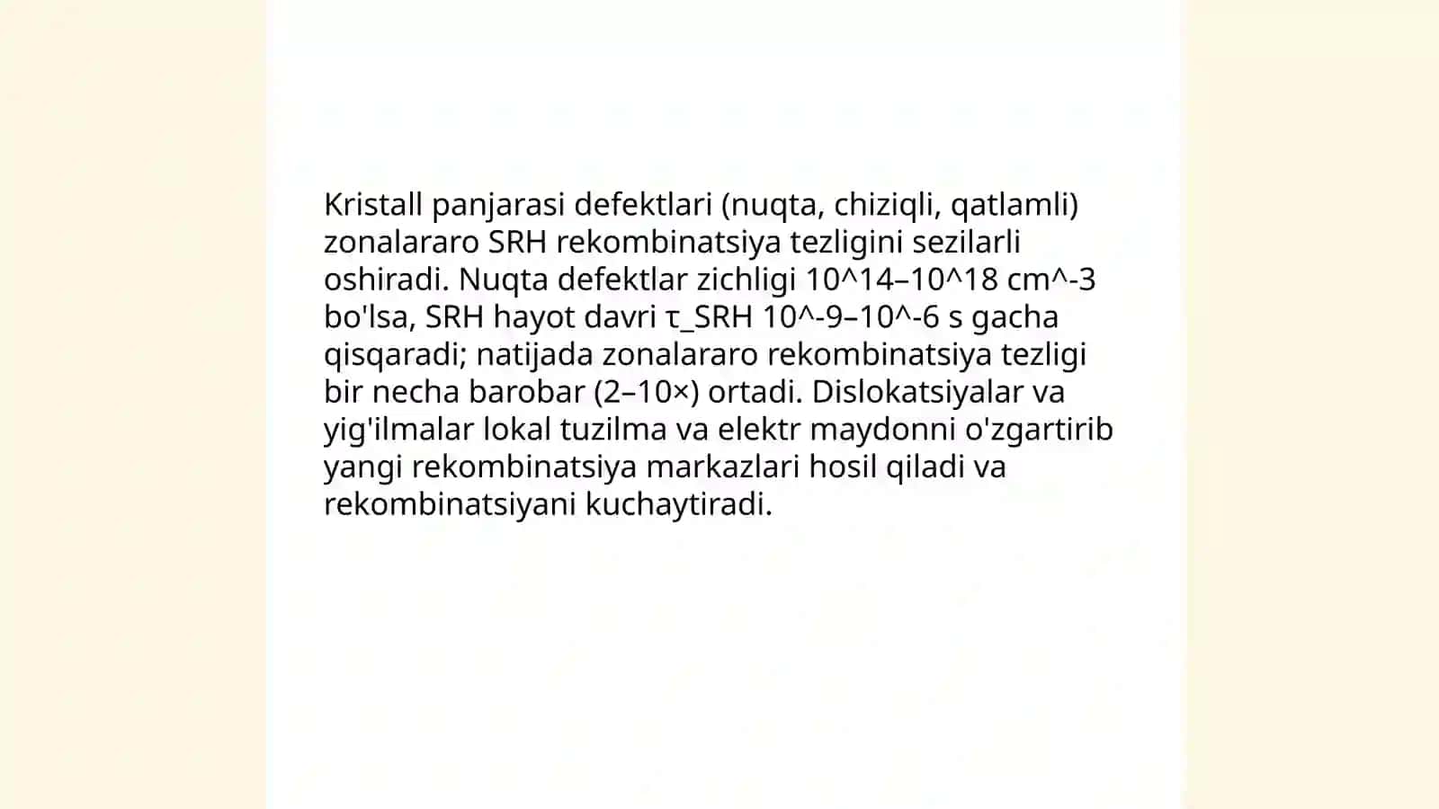 Zona tuzilishining zonalararo rekombinatsiya tezligiga ta’siri 4