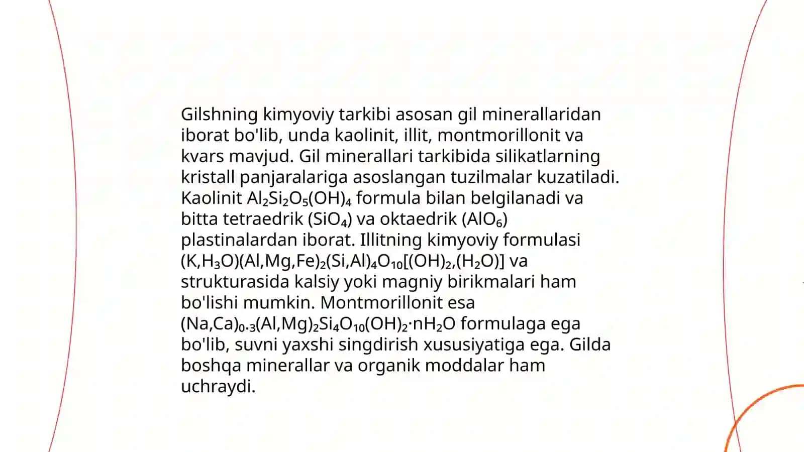 Gilsh va uning tarkibi. Qo'llanilishi 4