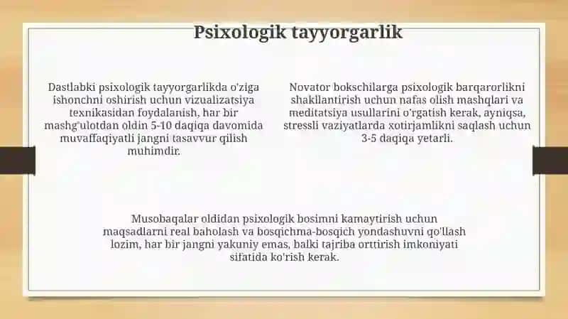 Boshlovchilik bokschilar bilan ishlash pedagogik faoliyatni xususiyatlar 4