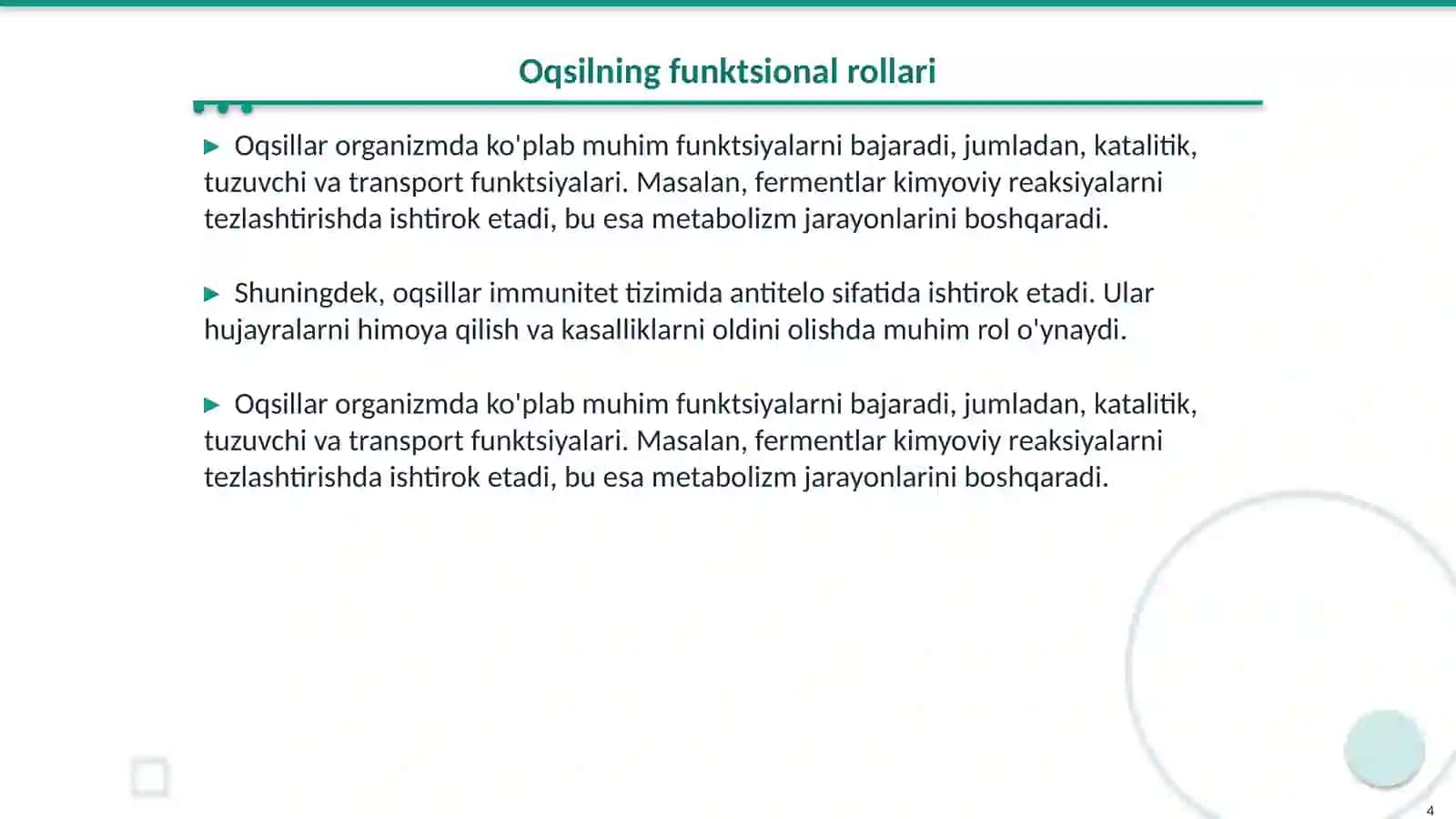 Oqsillarning tuzilishi.Oqsillarning poʻst translatsion modifikatsiyasi 4