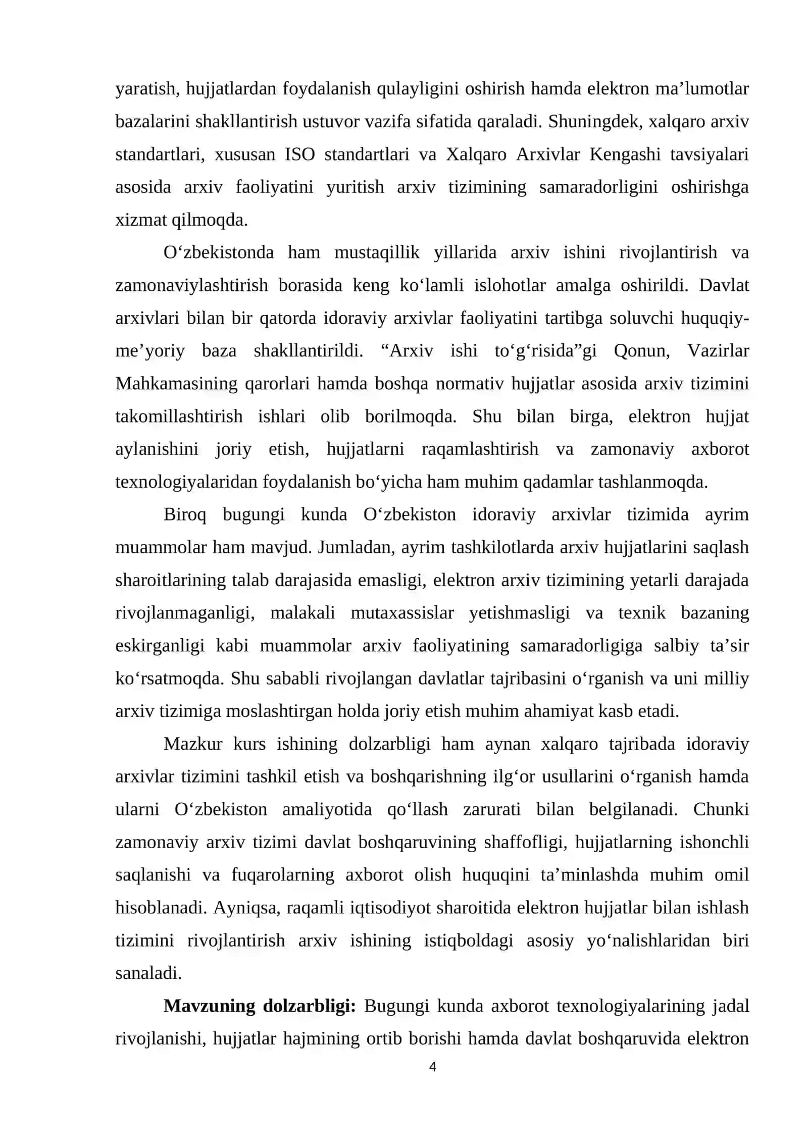 XALQARO TAJRIBADA IDORAVI ARXIVLAR TIZIMI VA UNNI OʻZBEKISTONDA QOʻLLASH 4