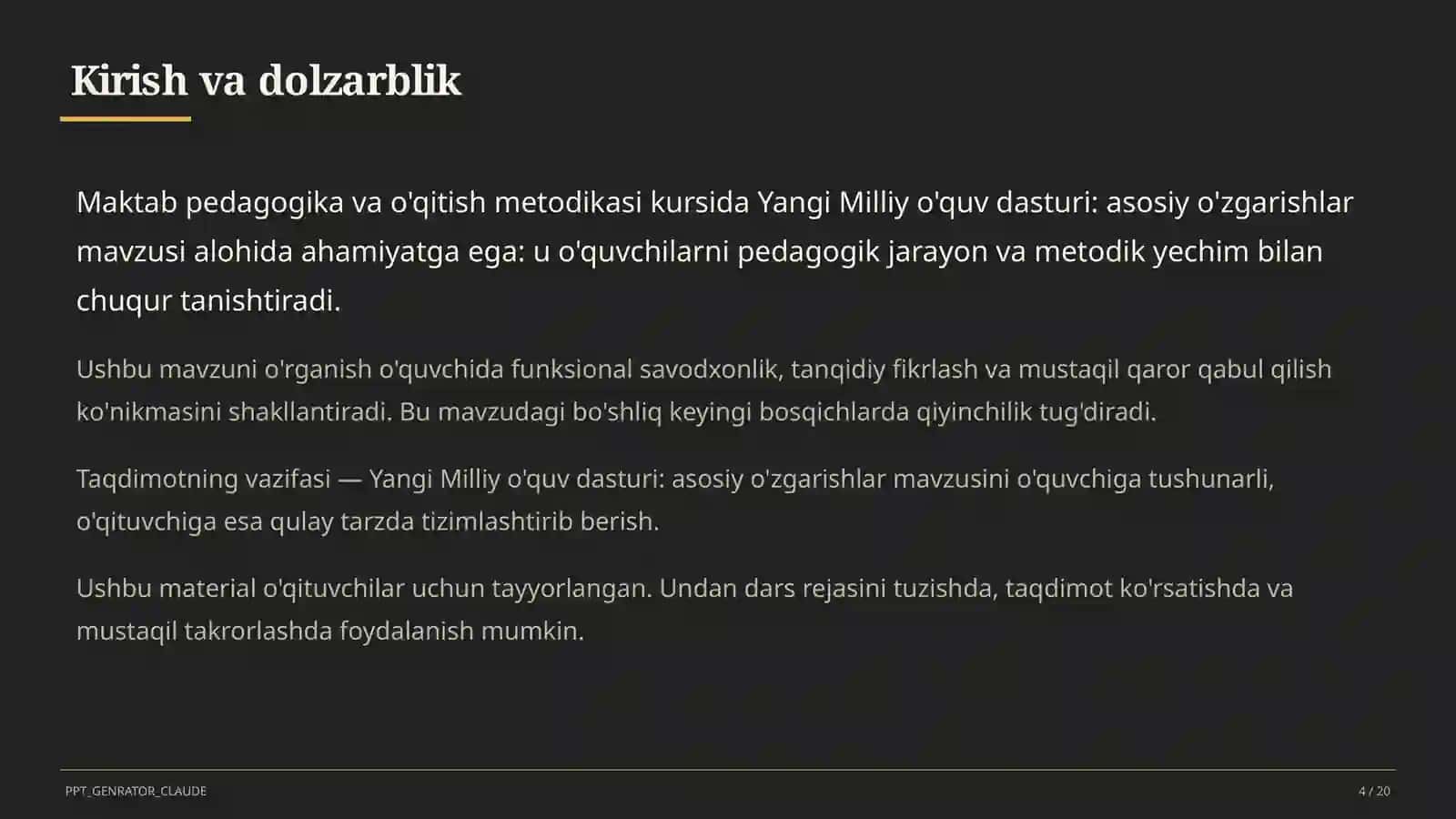 Yangi Milliy o'quv dasturi: asosiy o'zgarishlar 4