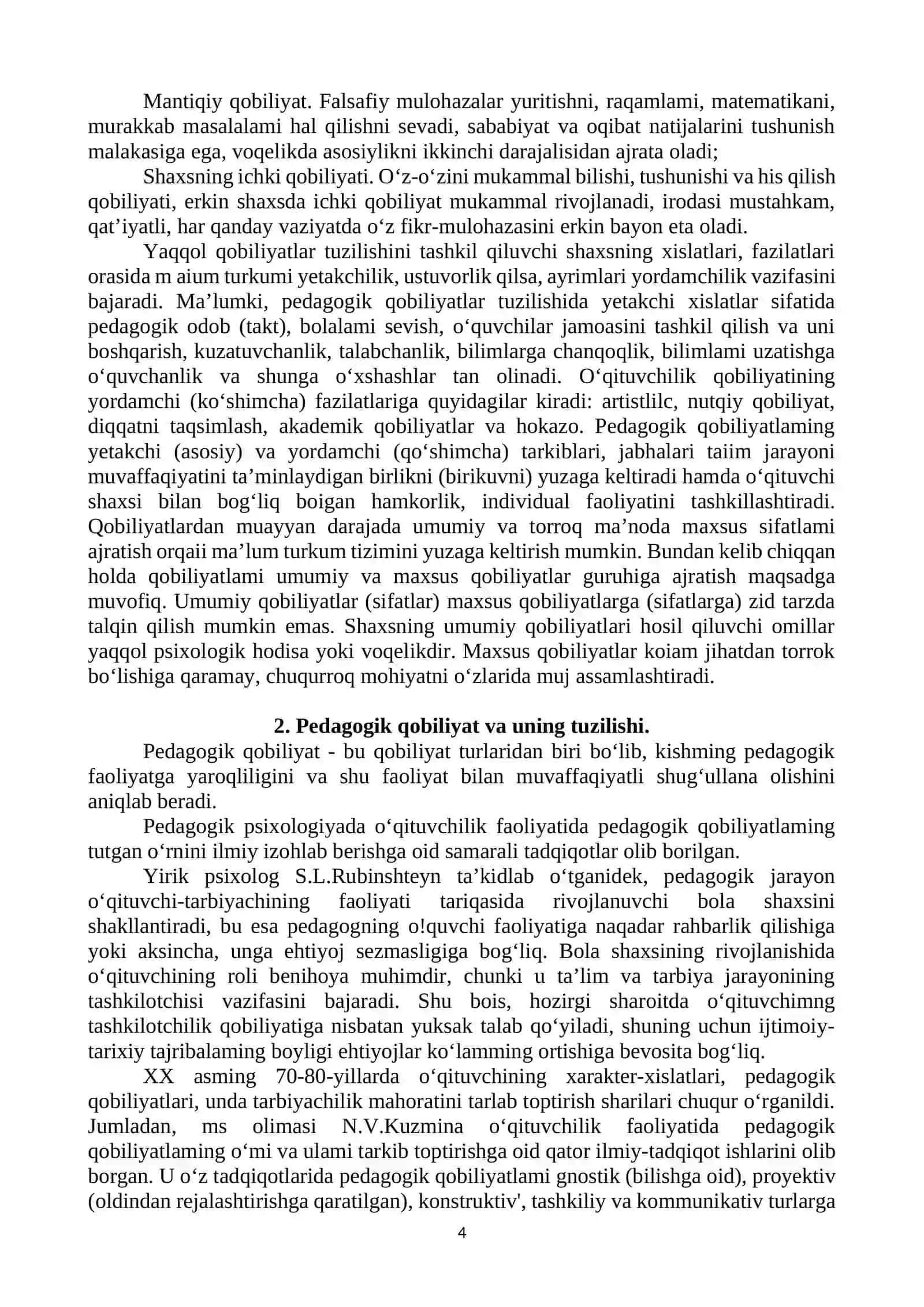 O‘QITUVCHI FAOLIYATIDA PEDAGOGIK QOBILIYAT 4
