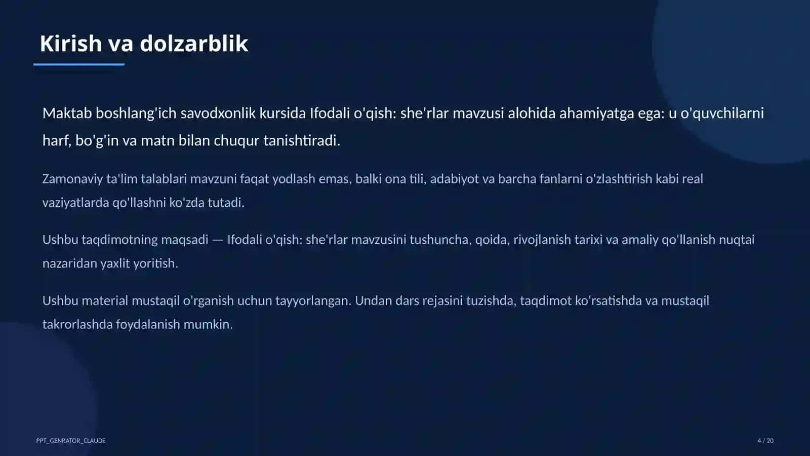 Ona tili va o'qish (1–4) — mustaqil o'rganish uchun 4