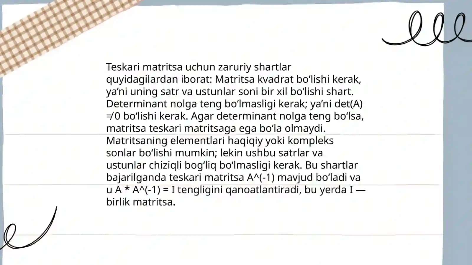 Teskari matritsa, matritsa rangi 4