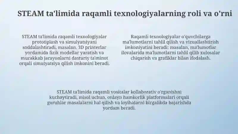 STEAM talim texnalogiyasini qoʻllashda tarbiyachilarning Digital kompitensiyalari 4