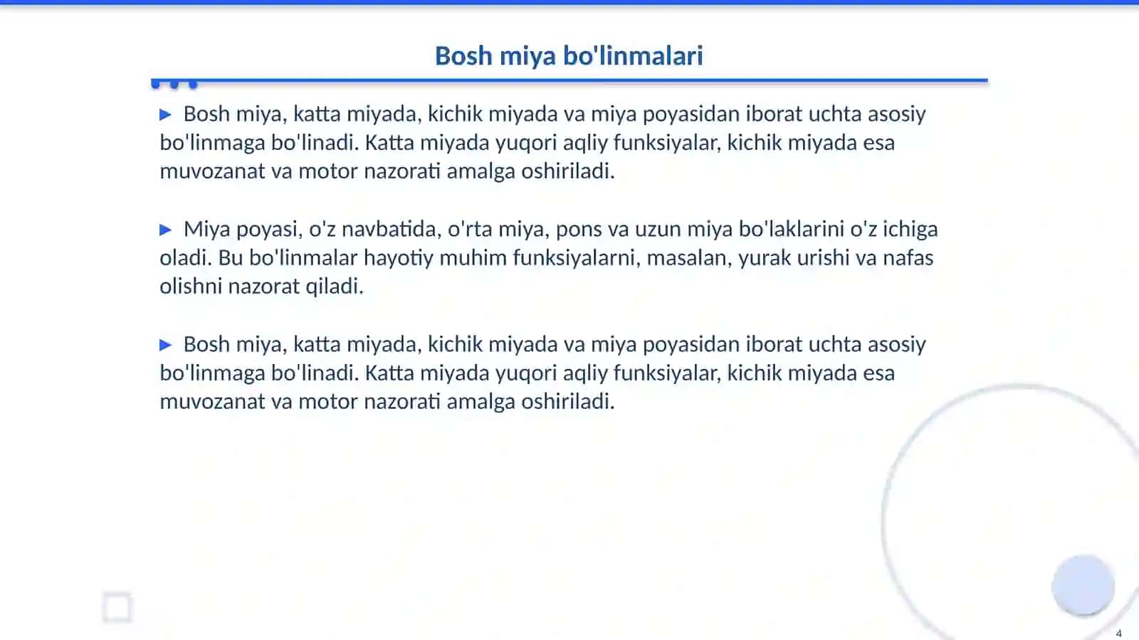Bosh miya va orqa miya anatomiyasi 4