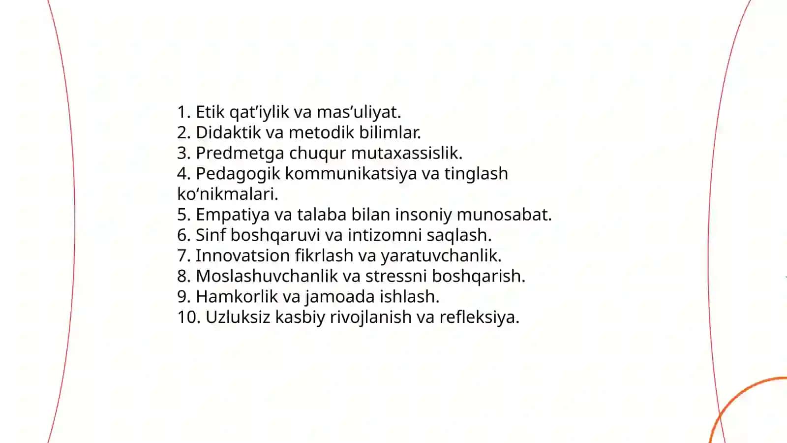 Kasbiy faoliyatda oʻqituvchi shaxsi va uning kasbiy fazilatlari 4