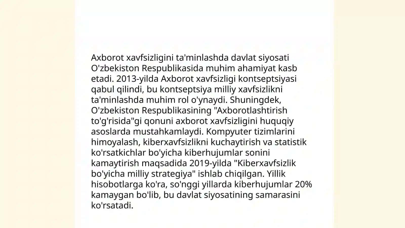 Axborot xavfsizligi bo'yicha O'zbekistondagi qonun va qonunosti hujjatlar 4