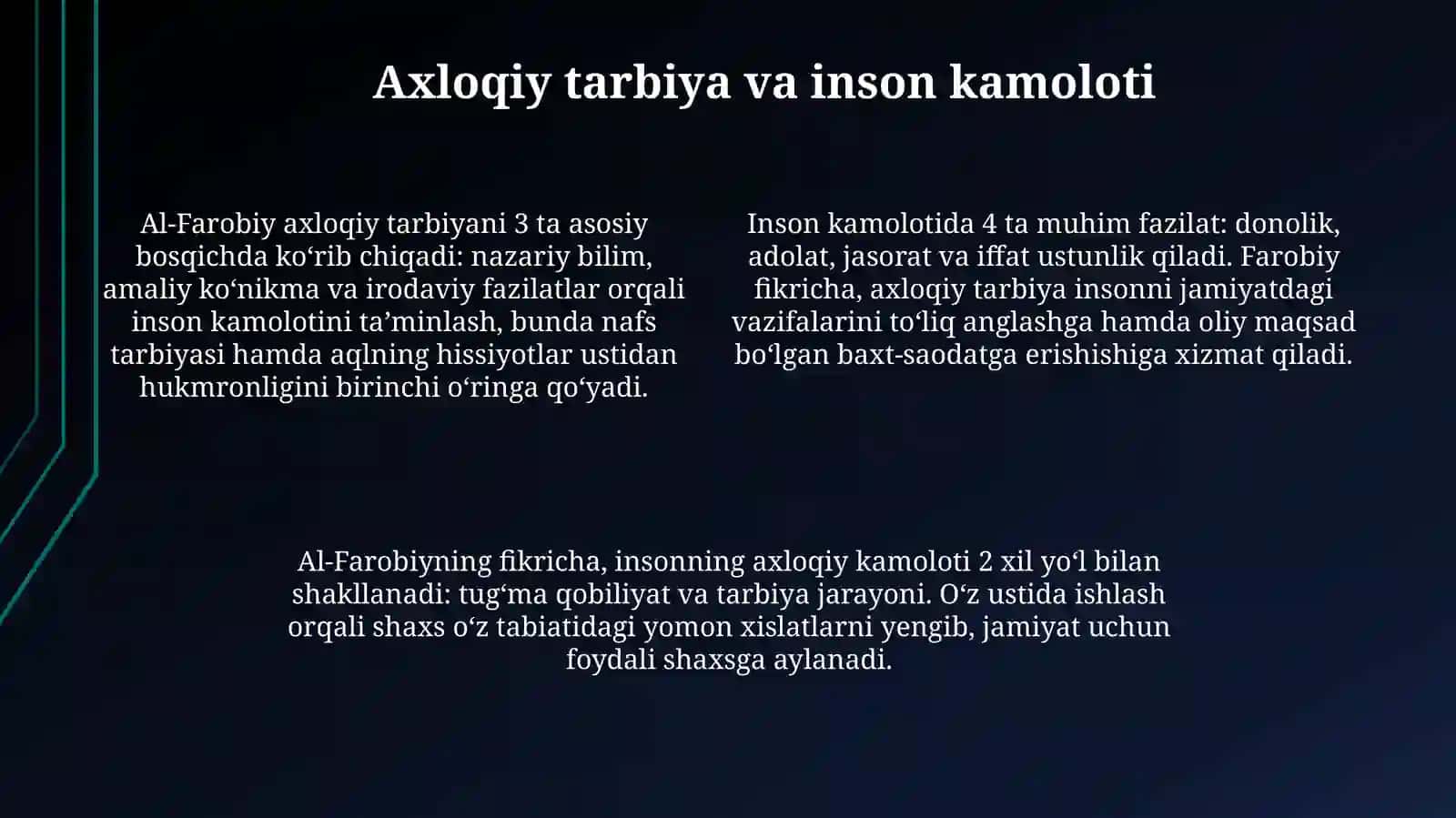 Abu NasrFarobiyning"Fozilodamlarshahri"asaridata'lim-tarbiyamasalalari 4