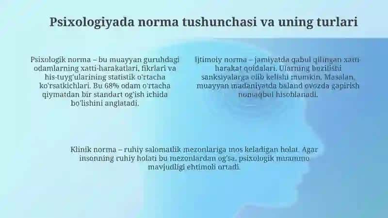 Normal taqsimlanish qonuniyati. Psixologiyada norma tushunchasi 4