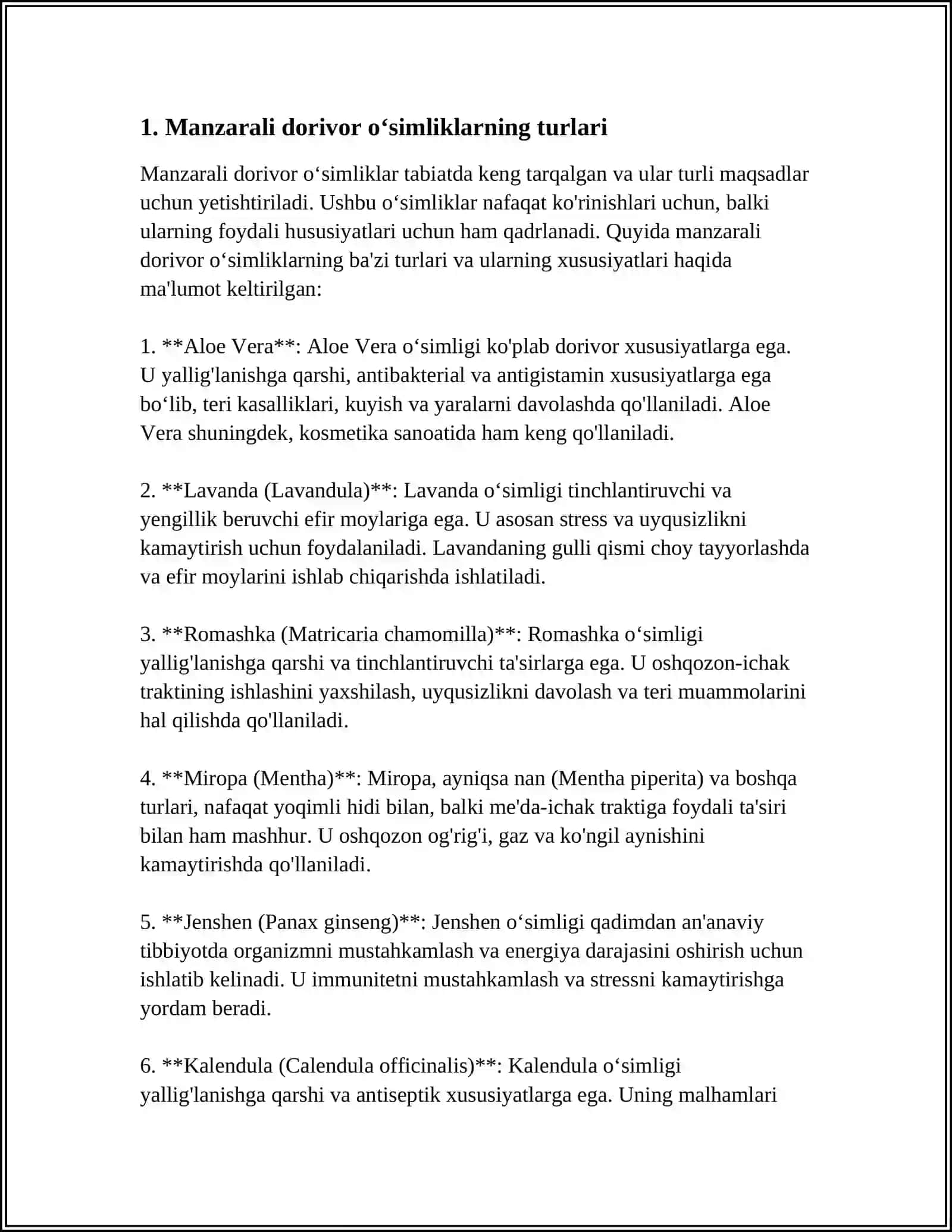 MANZARALI DORIVOR OʻSIMLIKLARNING BIOEKALOGIYASI 4