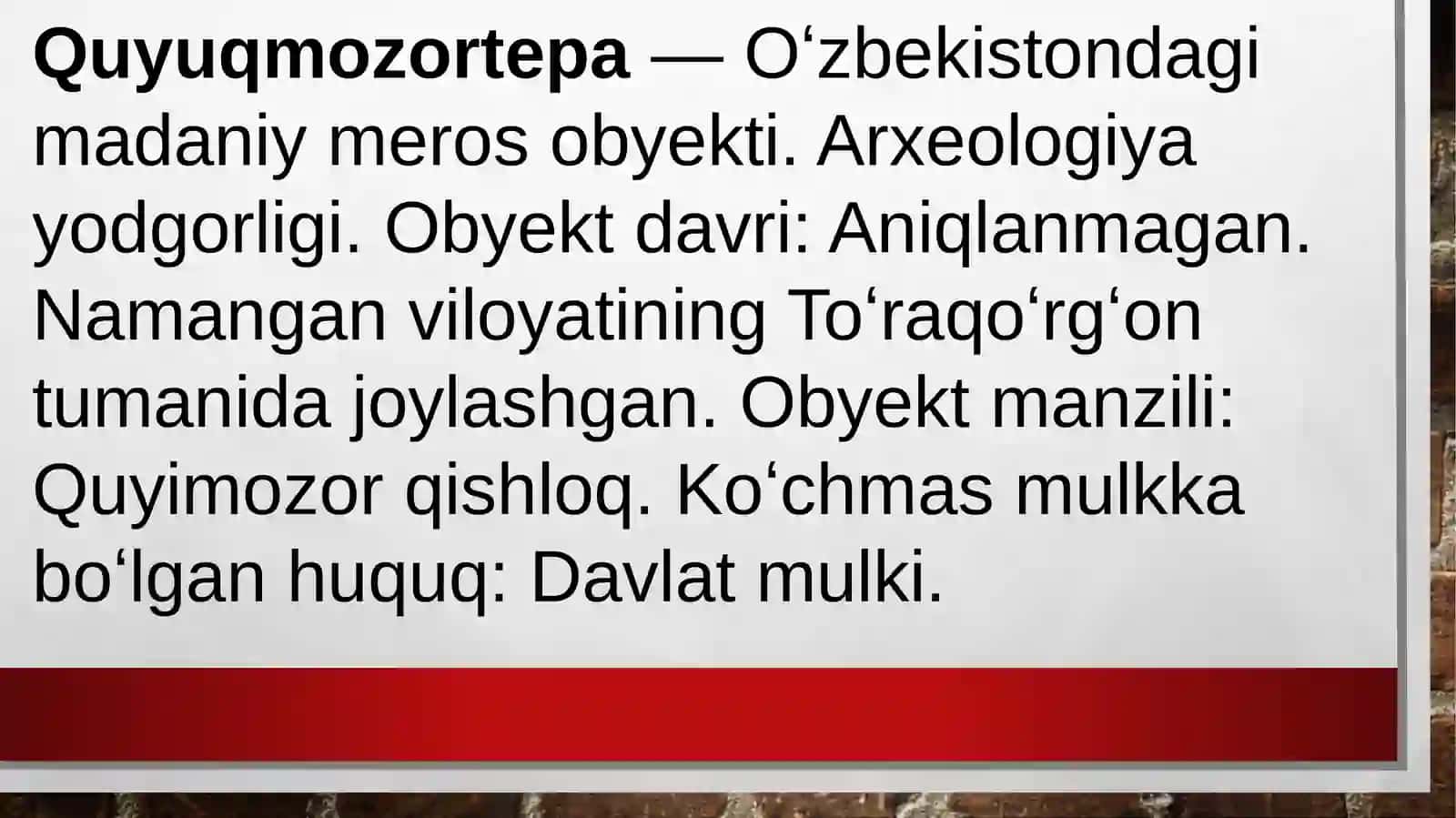 To’raqo’rg’ontumanidagi Arxeologik yodgorliklar 4