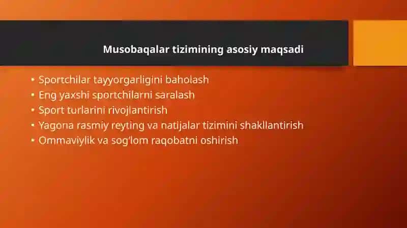 Sport musobaqalar tizimi va musobaqa faoliyati 4