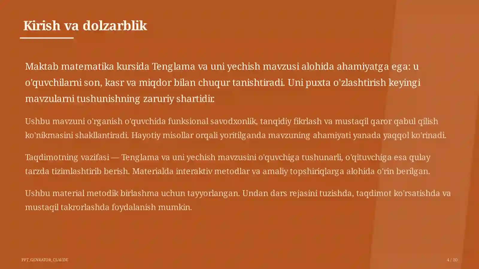 Tenglama va uni yechish (5-sinf) 4
