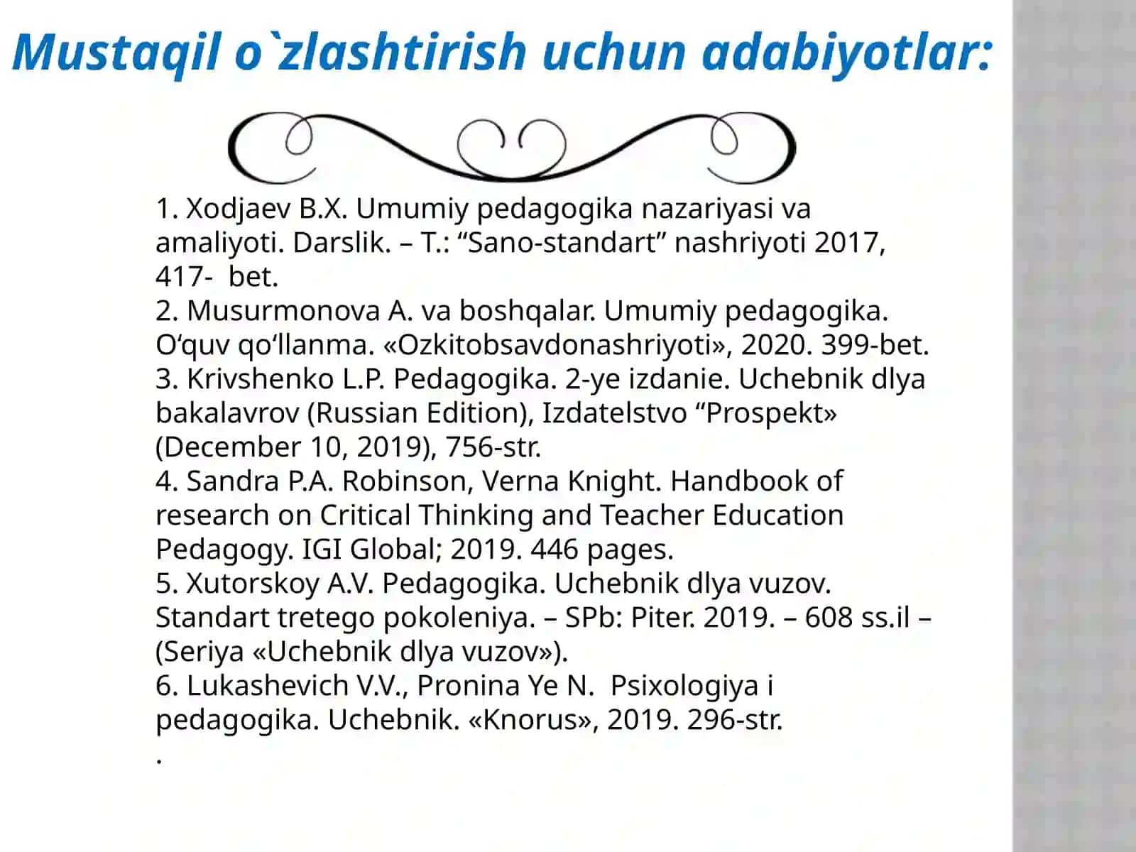 Tarbiya nazariyasi 4