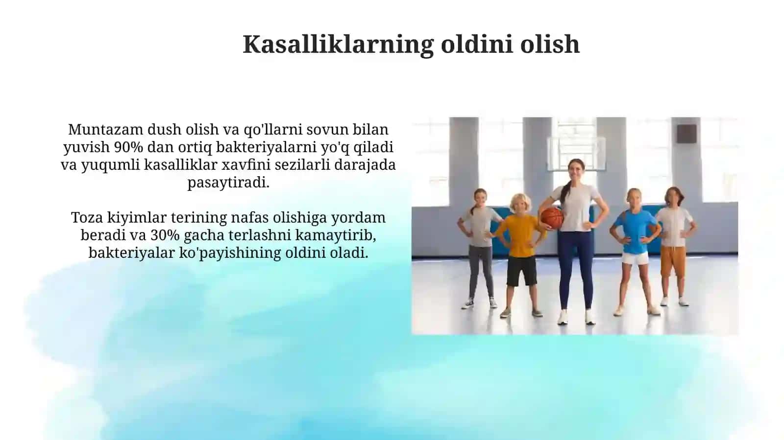 Jismoniy tarbiya faoliyatlarida gigenik sharoitlarga va bolalarni kiyimlariga qoʻyiladigantalablar 4
