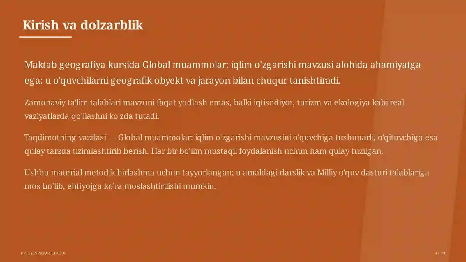 Global muammolar: iqlim o'zgarishi (11-sinf) 4