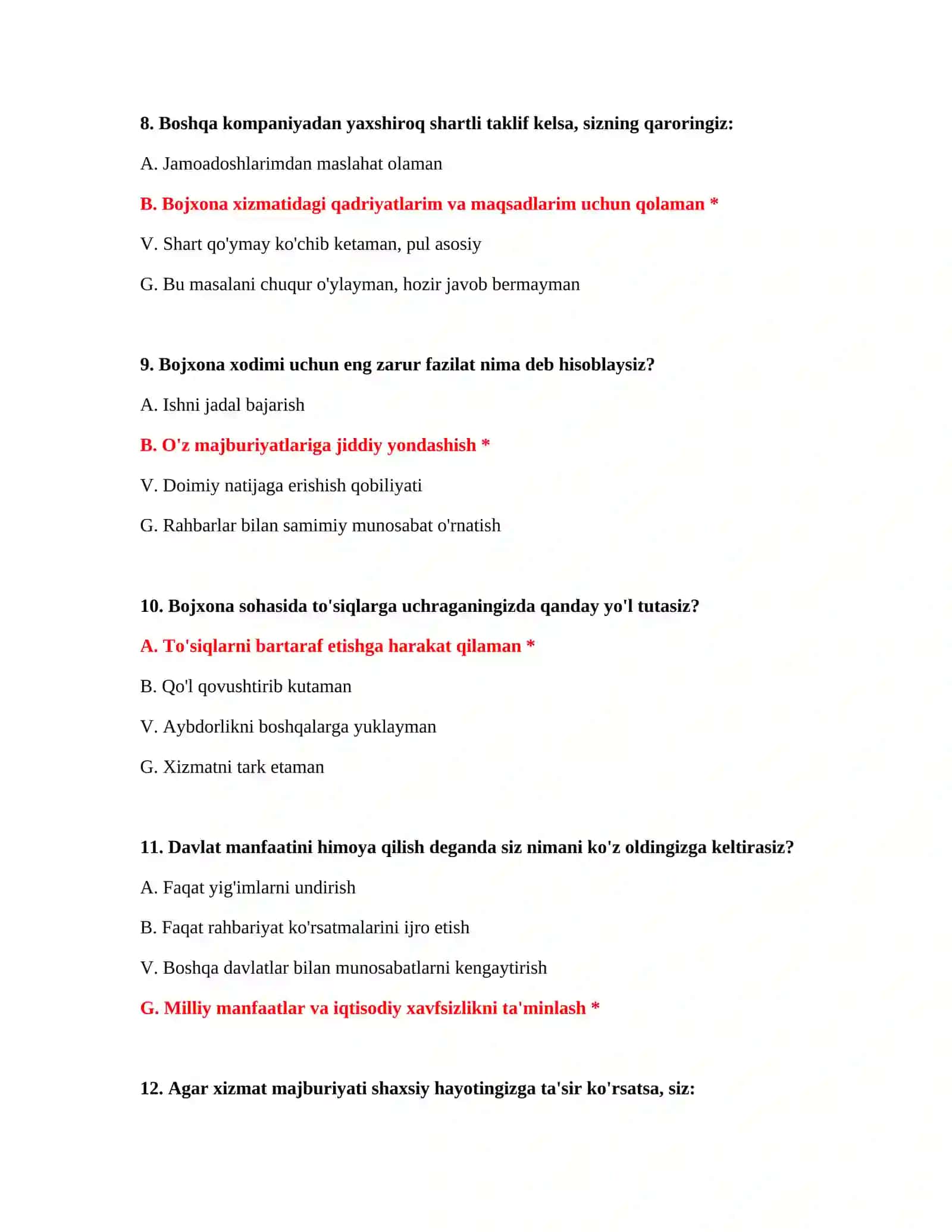 Bojxona ishga kirish uchun test savollari 4