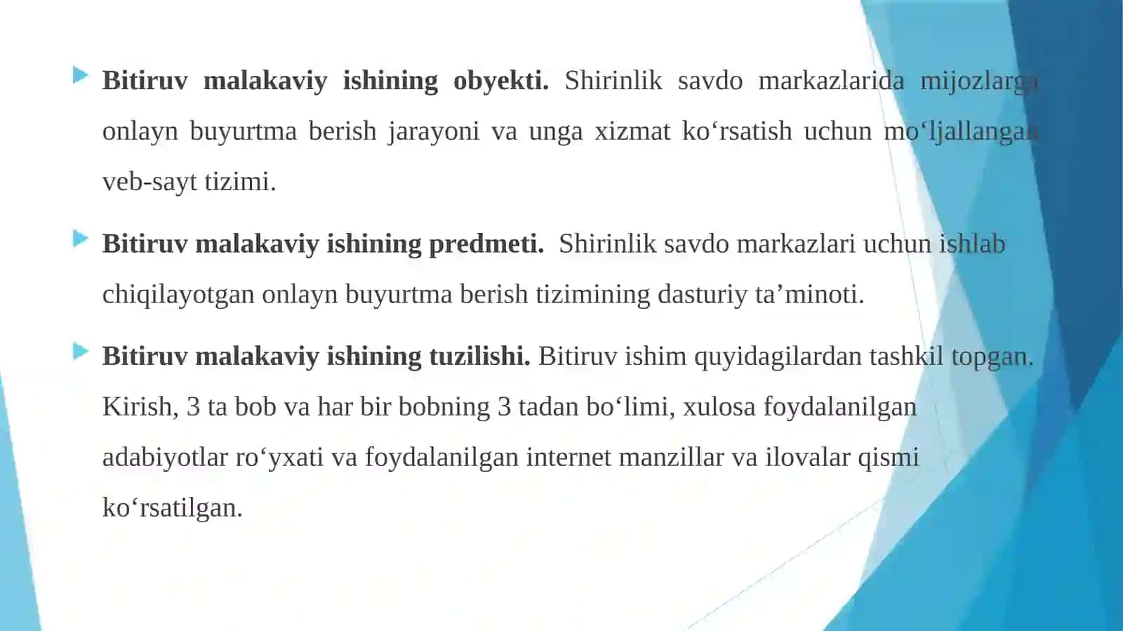 Shirinlik savdo markazlari uchun online buyurtma berish uchun web sayt yaratish 4