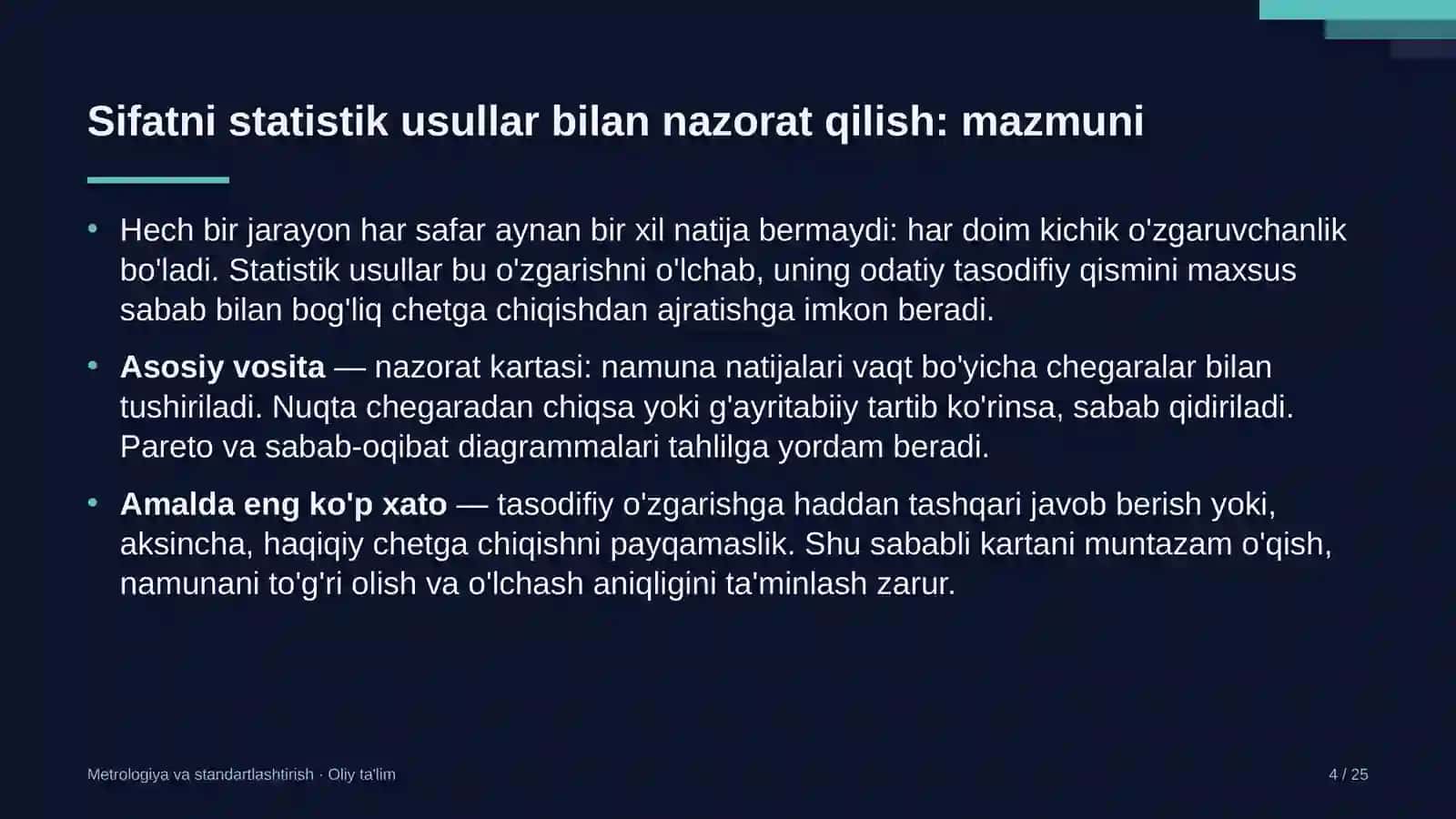 Metrologiya va Standartlashtirish · Oliy Ta'limg 4