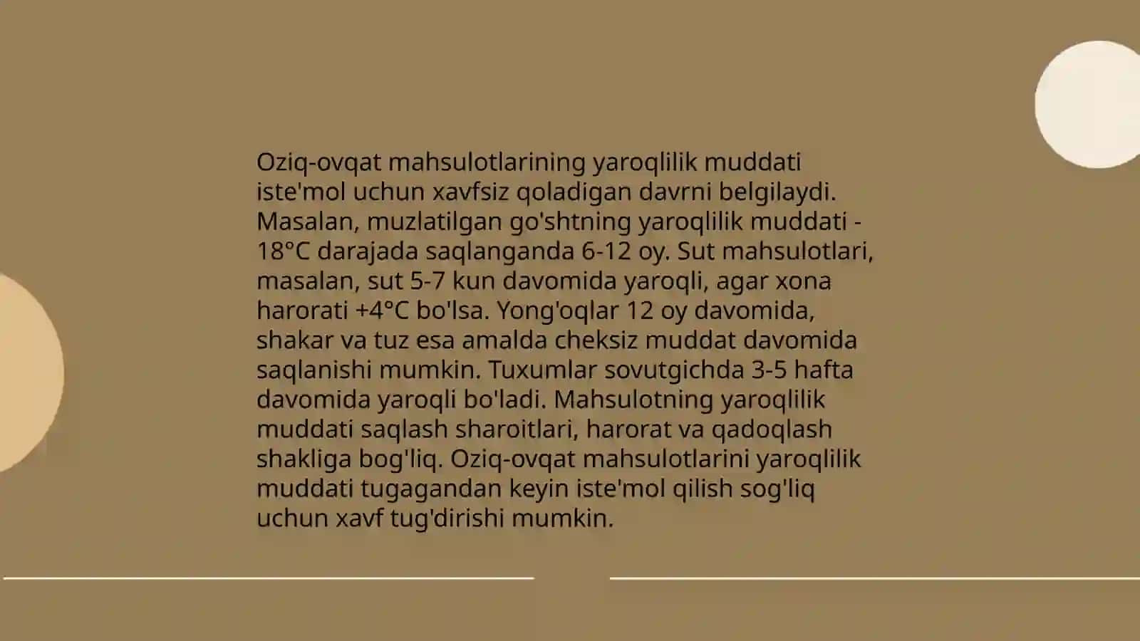 Oziq ovqatga bo'lgan gigienik talablar 4