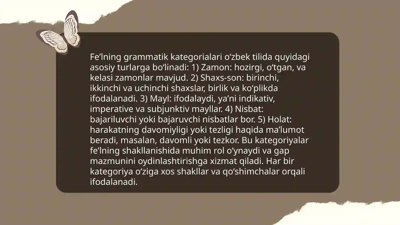 Feʼl va unga xos grammatik kategoriyalar 4