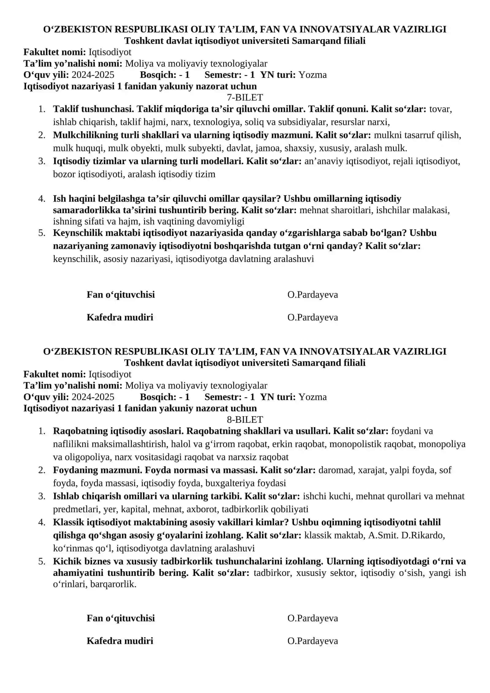 Iqtisodiyot nazariyasi 1 fanidan yakuniy nazorat uchun 1-BILET 4