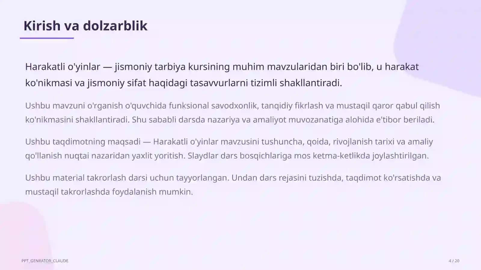 Harakatli o'yinlar (1-sinf) 4