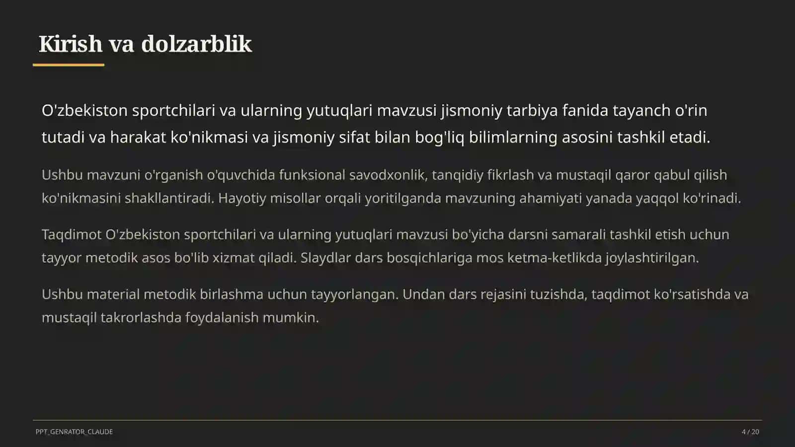 O'zbekiston sportchilari va ularning yutuqlari (11-sinf) 4
