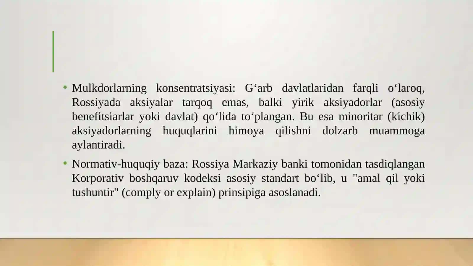 Xorijiy davlatlarda korporativ boshqaruv siyosati Rossiya,Janubiy Koreya 4