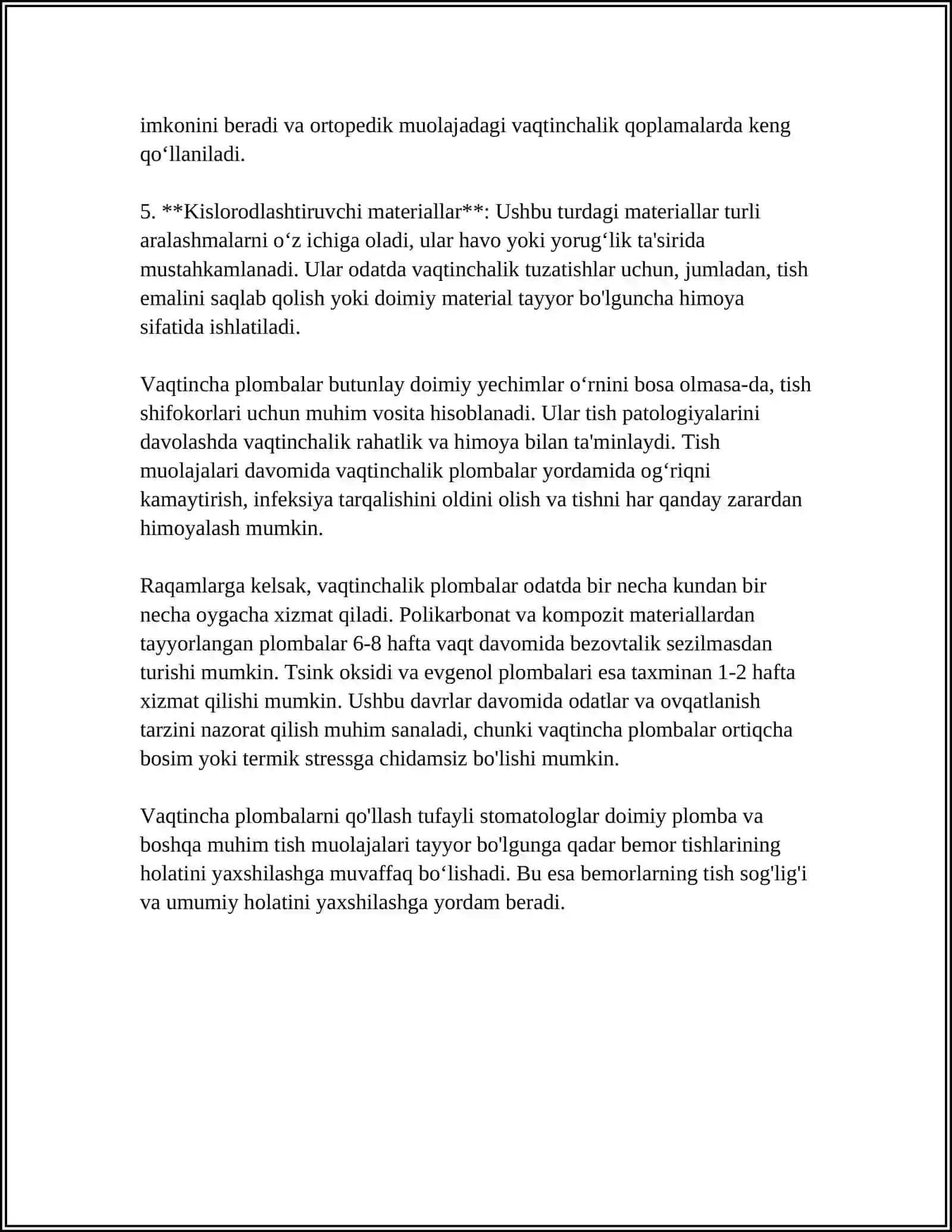 VAQTINCHALIK PLOMBA ASHYOLARI, BOG'LOV ASHYOLARI. AJRATUVCHI VA DAVOLOVCHI TAGLIKLAR 4