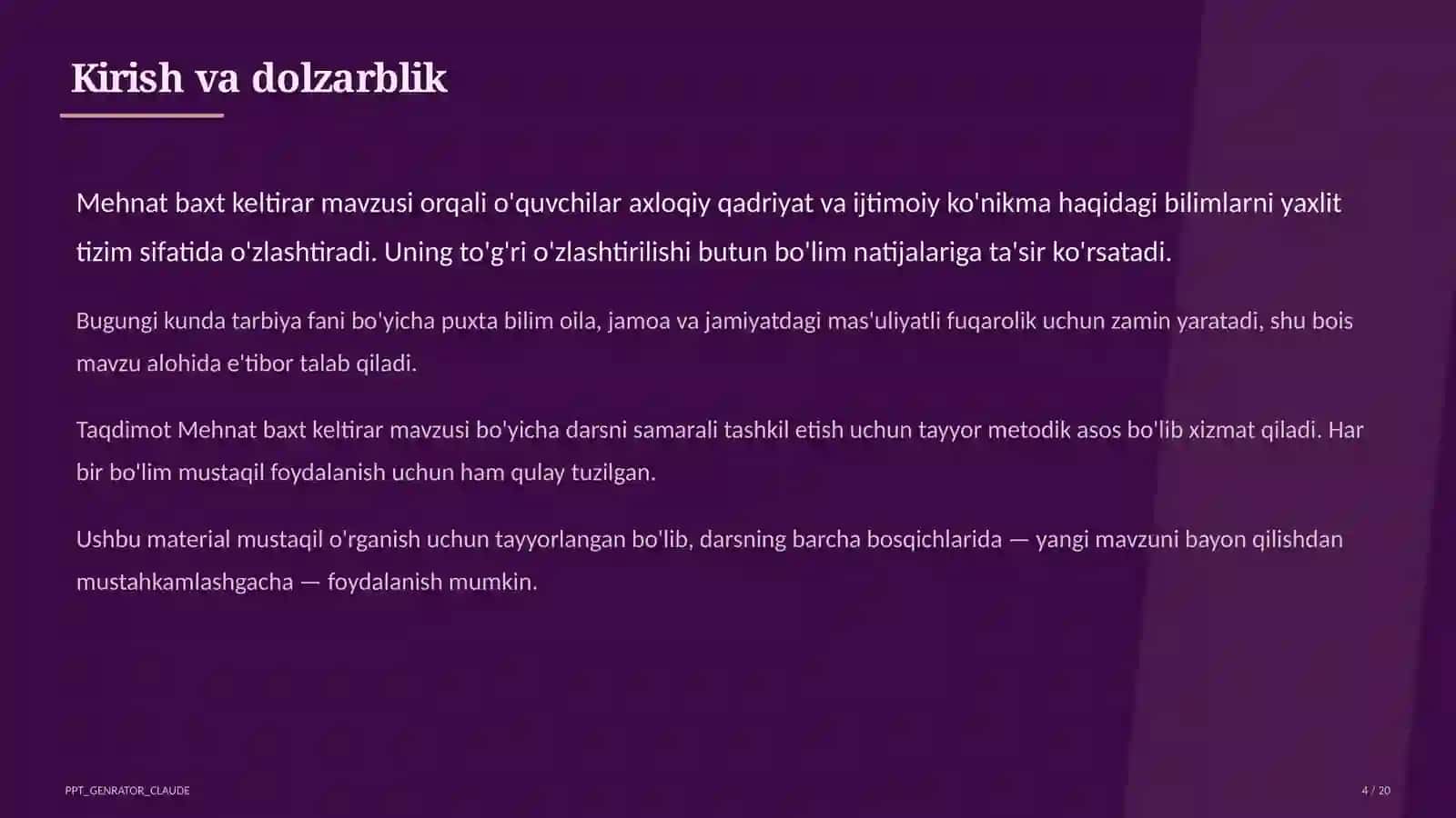 Mehnat baxt keltirar (3-sinf) 4