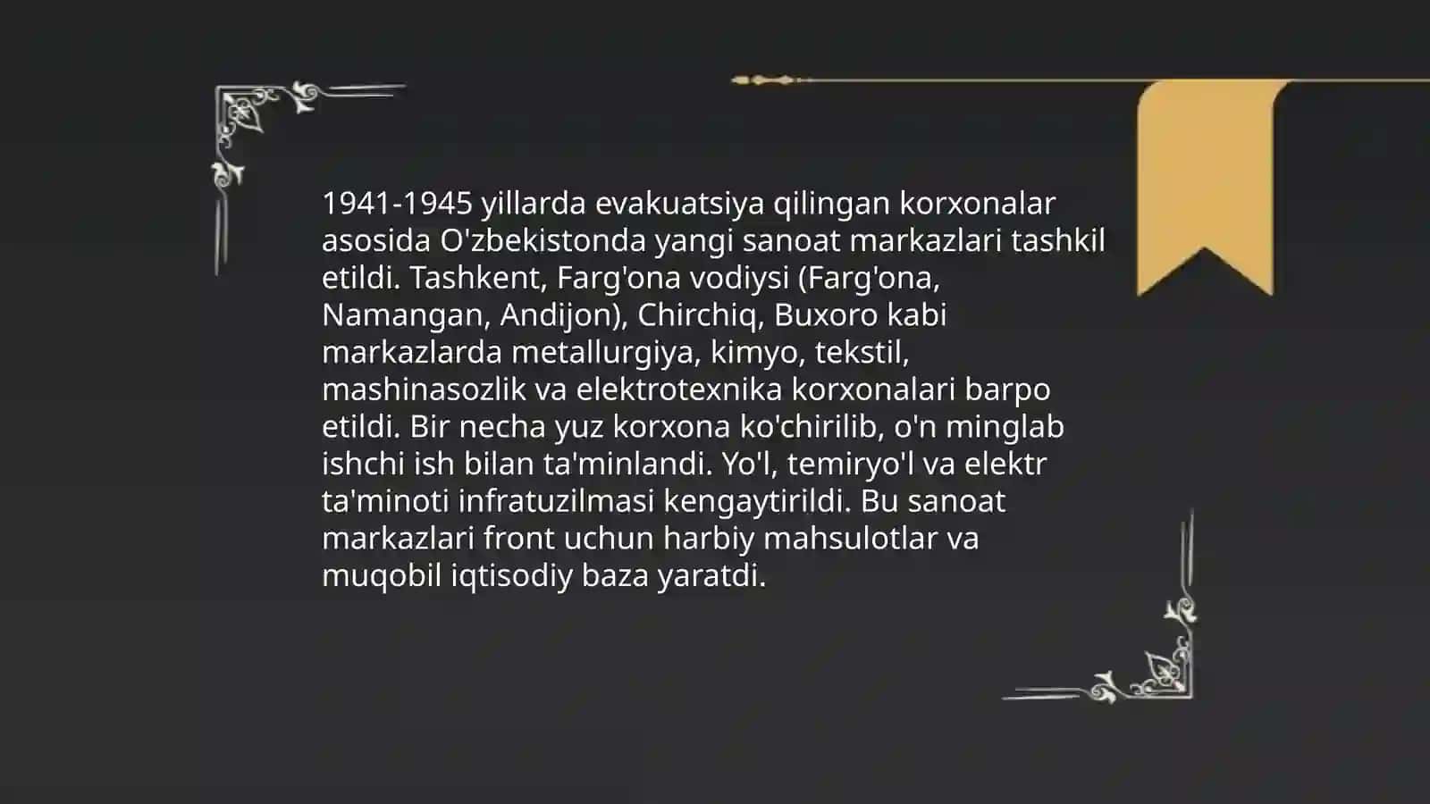 Urush yillarida Oʻzbekiston sanoati 4