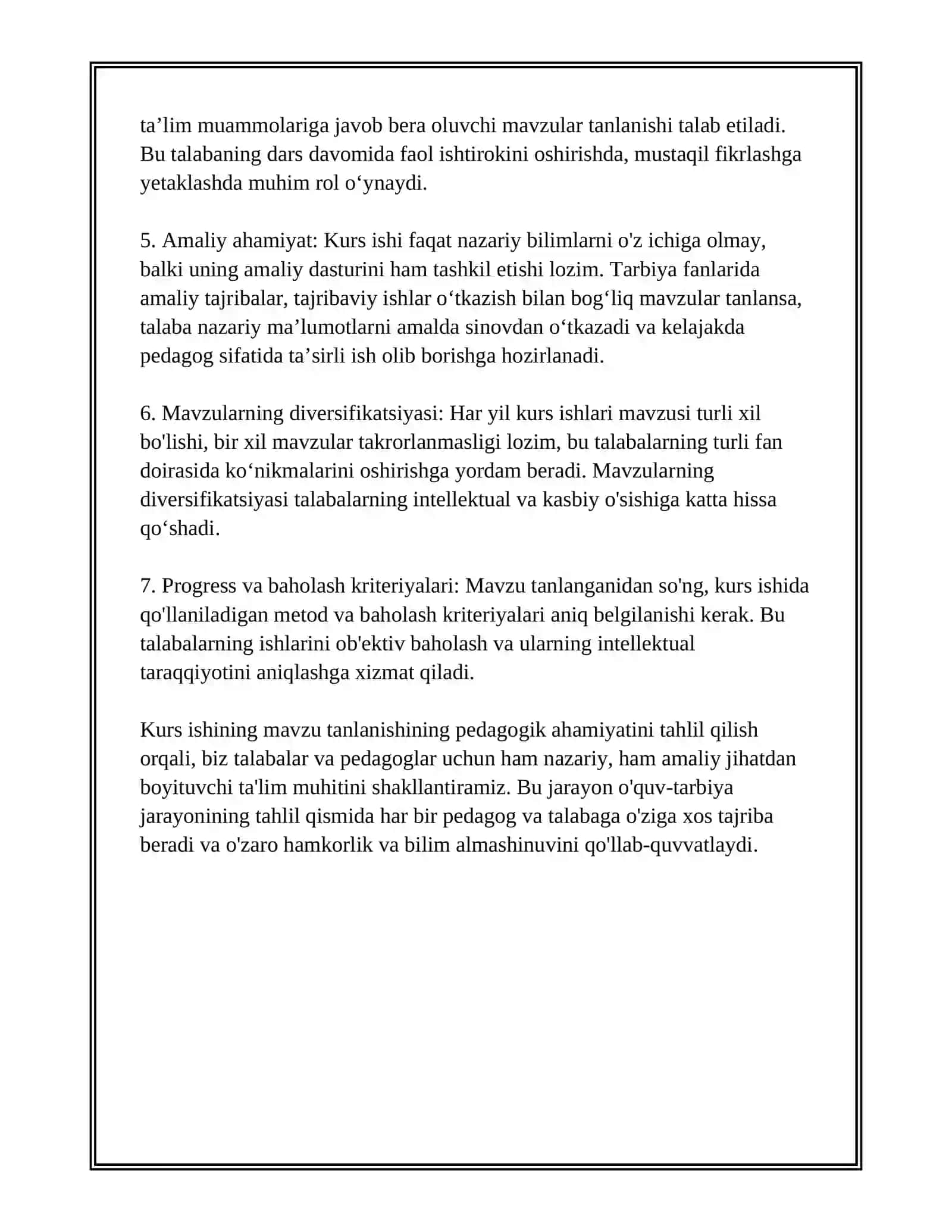 TARBIYA FANLARDAN TAYYORLANGAN KURS ISHLARINI TAHLIL QILISH 4
