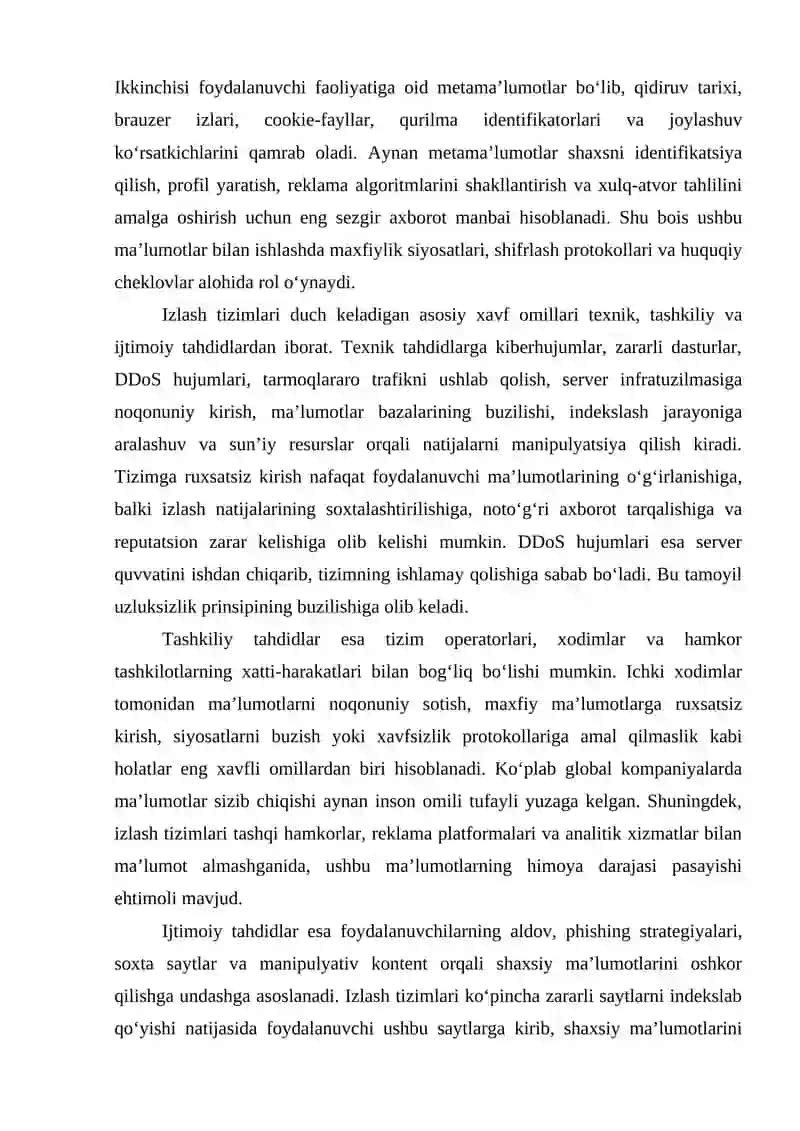 AXBOROTLARNI IZLASH TIZIMLARIDA MA’LUMOTLAR XAVFSIZLIGI 4