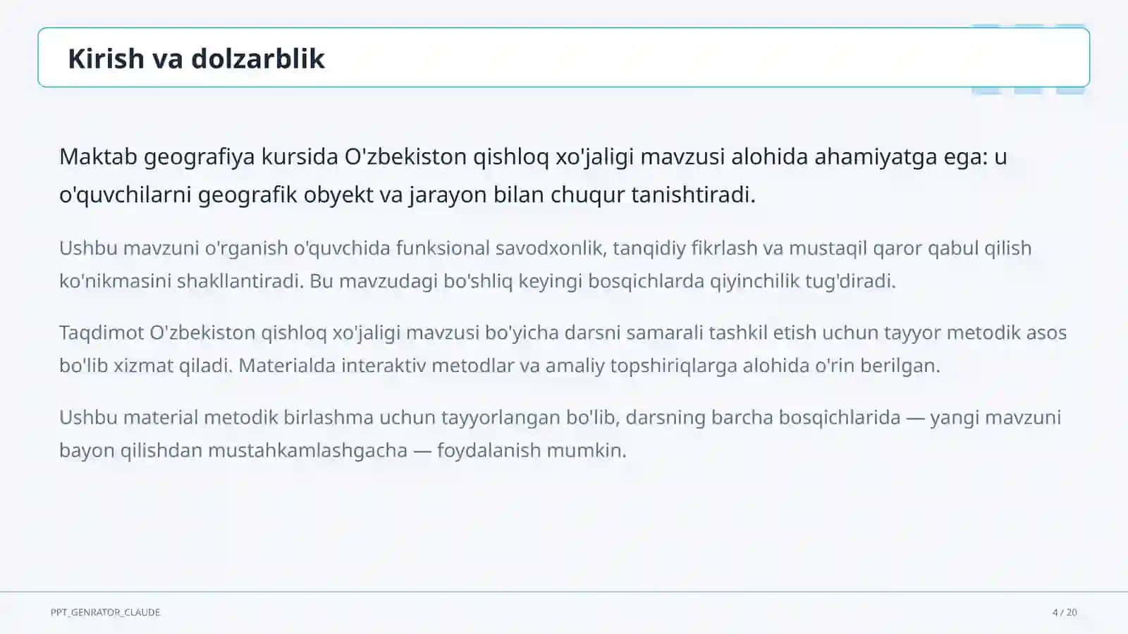 O'zbekiston qishloq xo'jaligi (9-sinf) 4