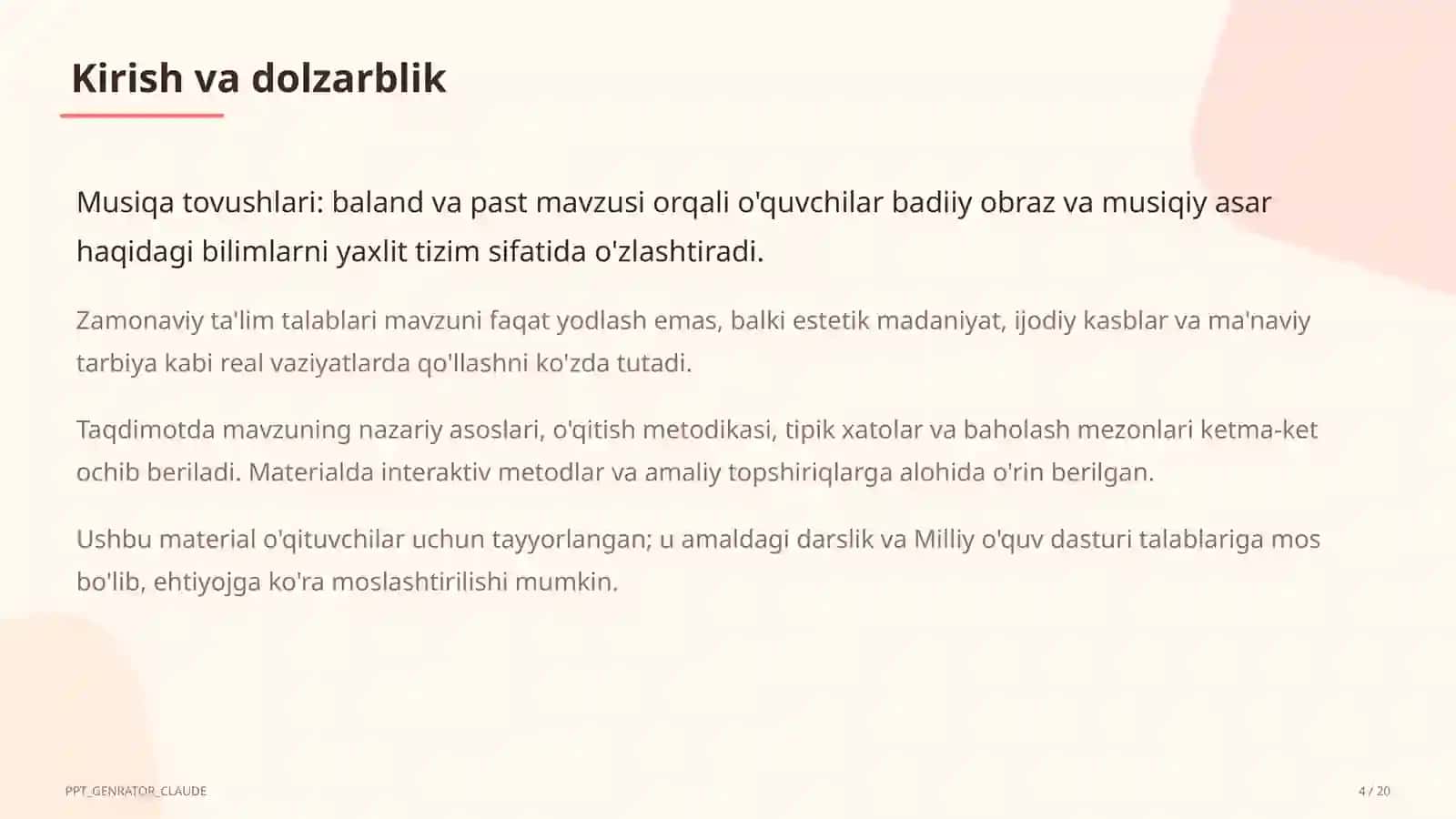 Musiqa tovushlari: baland va past (1-sinf) 4