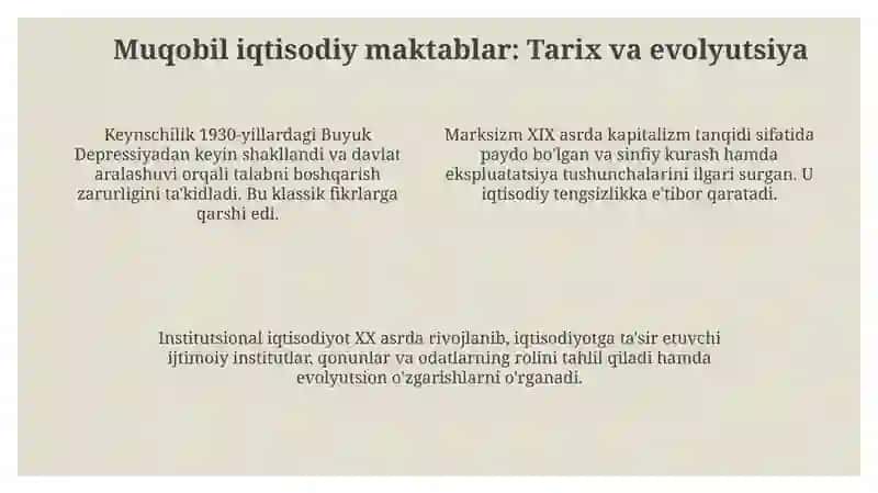 Klassik iqtisodiymaktabga muqobil g'oyalarning ahamiyati 4