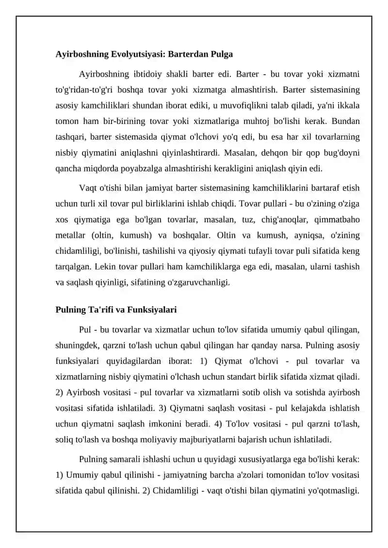 Ayirboshlash va Pul 4