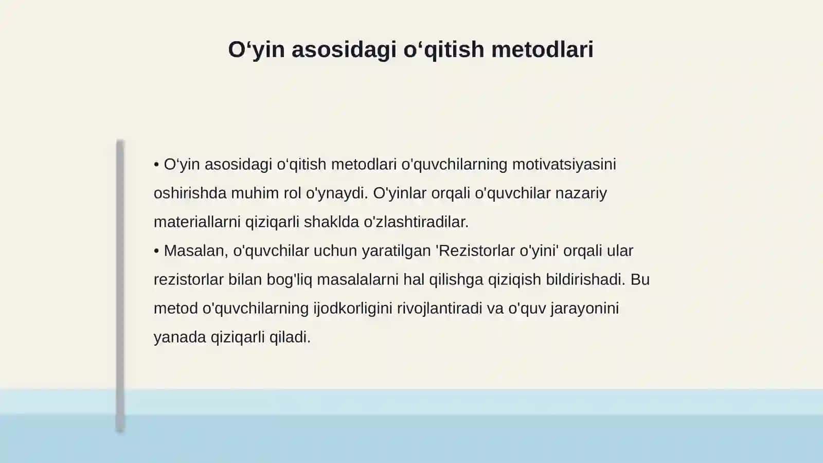 8- sinfda "Rezistorlar. Reostatlar.Potensiometrlar" mavzusini o‘qitish metodikasi 4