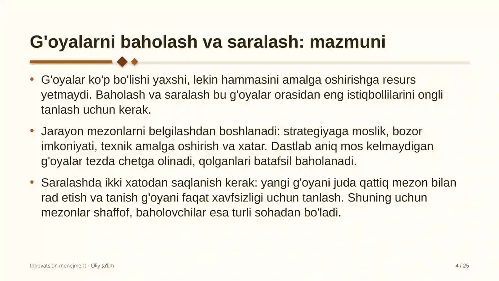 Bulutli xizmatlar provayderlarida g'oyalarni baholash va saralash 4