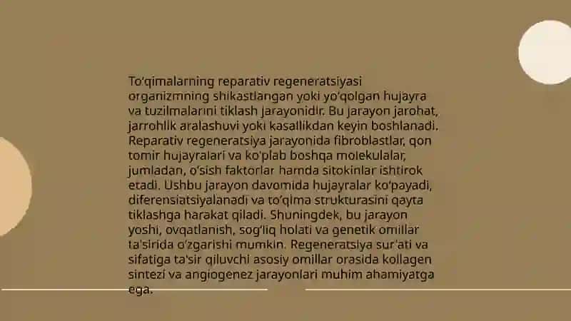 Toʻqimalarning fiziologik va reparativ regeneratsiyasi 4