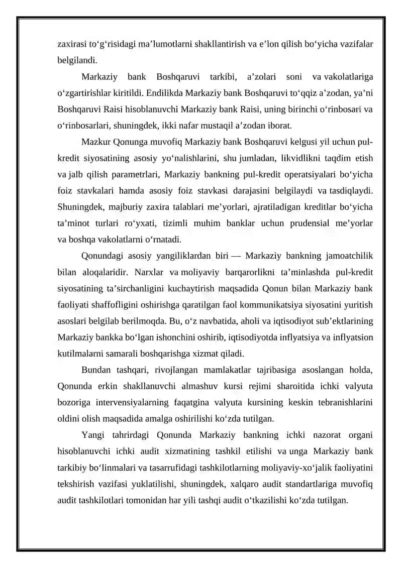 O’ZBEKISTON RESPUBLIKASI MARKAZIY BANKI 4