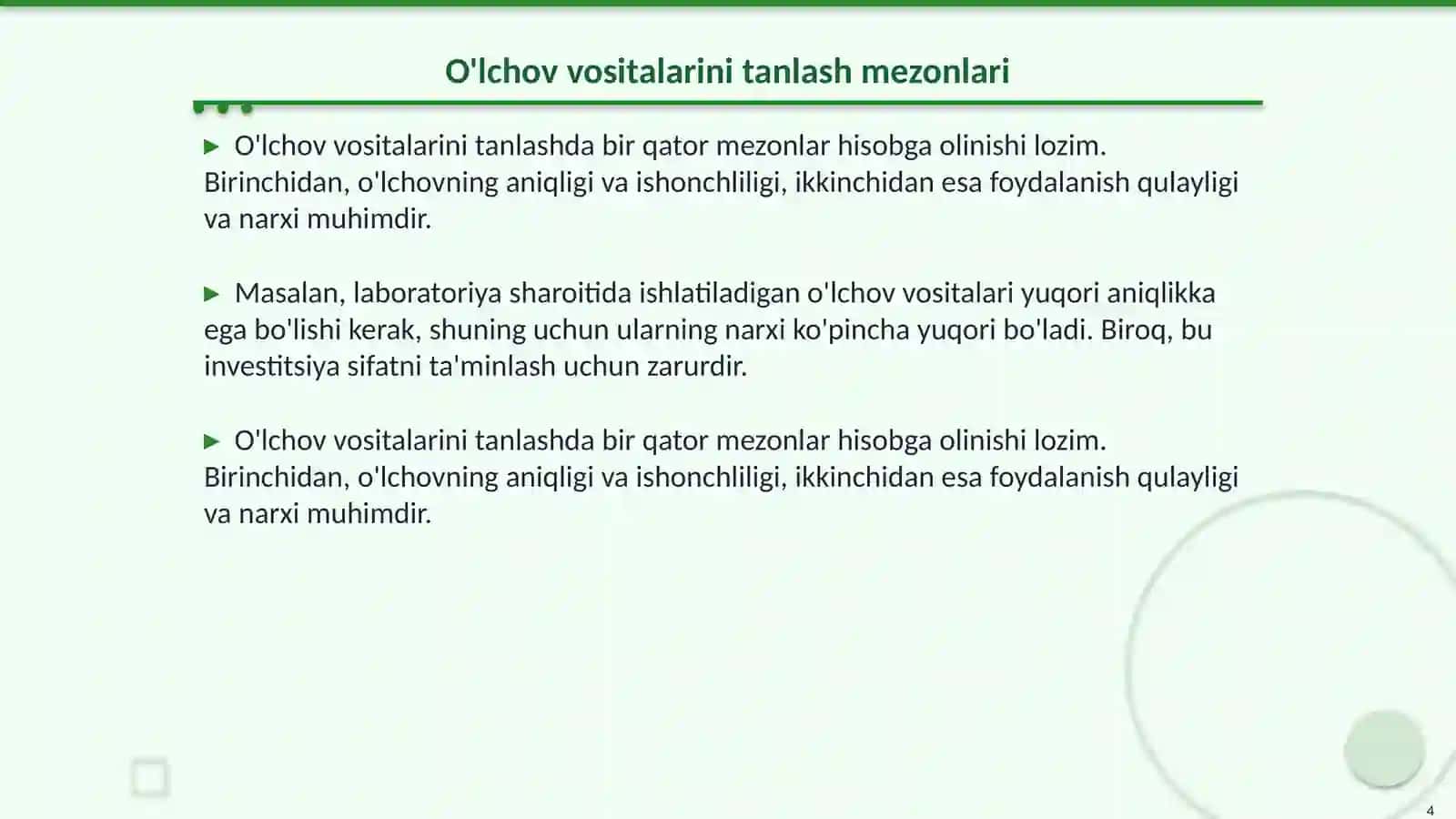 Nazorat oʻlchov vositalarini boshqarish jarayoni pratseduralari 4