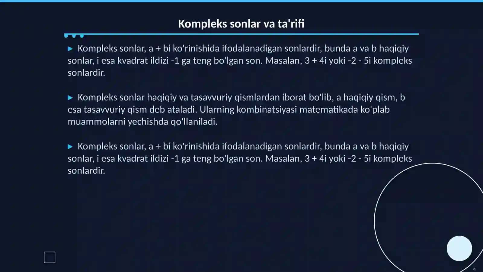 Kompleks sonlar 4