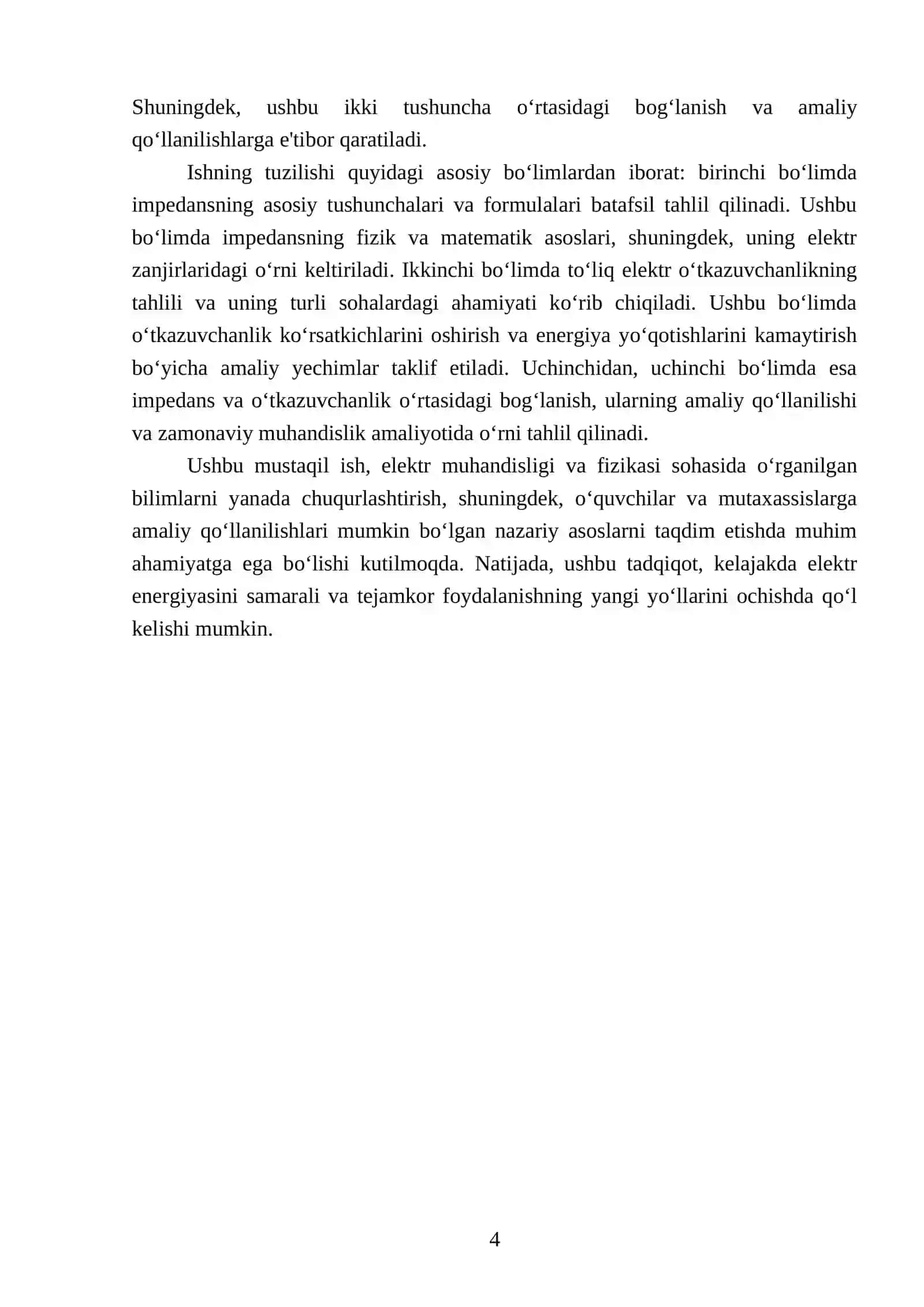 Impedans va to‘liq elektr o‘tkazuvchanlik 4